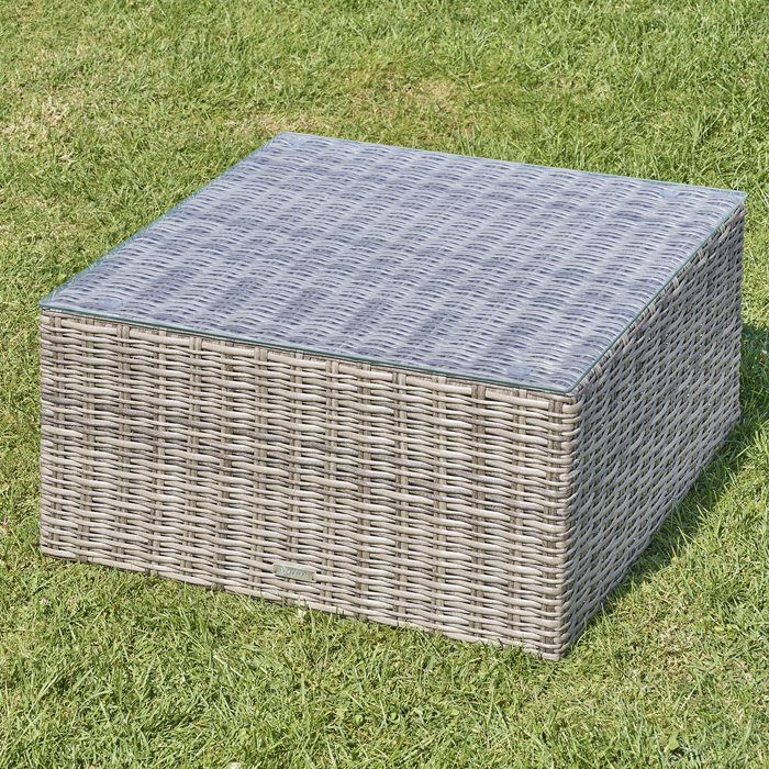 Table basse de jardin carrée Mooréa terre d'ombre 72x72x36cm en aluminium traité époxy - Hespéride(Terre d'ombre)