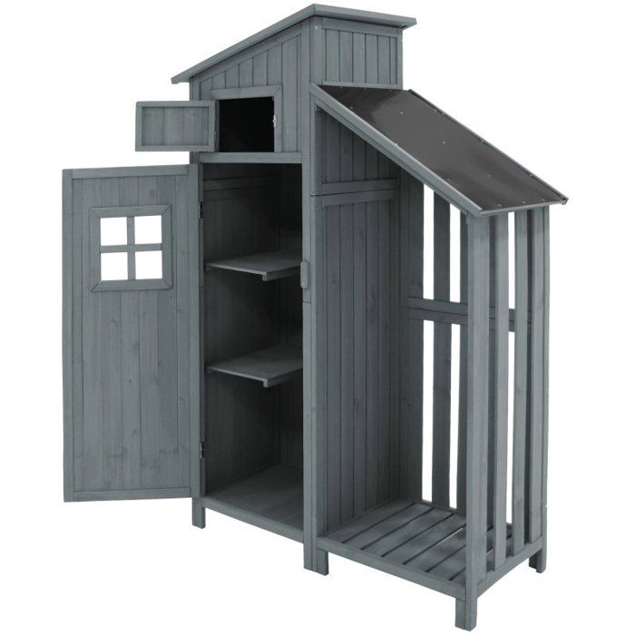 Abri de jardin - remise pour outils -124x46x174cm - Toit Imperméable et durable - Bois de qualité - gris(Bleu)