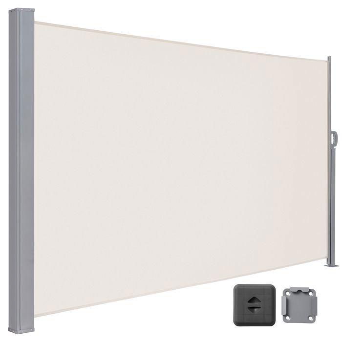 Store Latéral 160 x 450 cm, Brise-Vue Rétractable, Auvent extérieur, Résistant aux Intempéries, pour Jardin, Terrasse, Beige(Beige/160 x 400 cm)