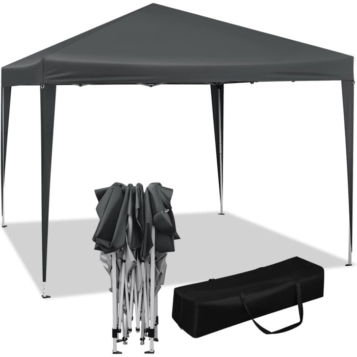 WOLTU Tonnelle de Jardin, Tente Pliante. Protection du Soleil UV 50+, Facile à Installer Hauteur Réglable 3x3m, Anthracite(Anthracite)
