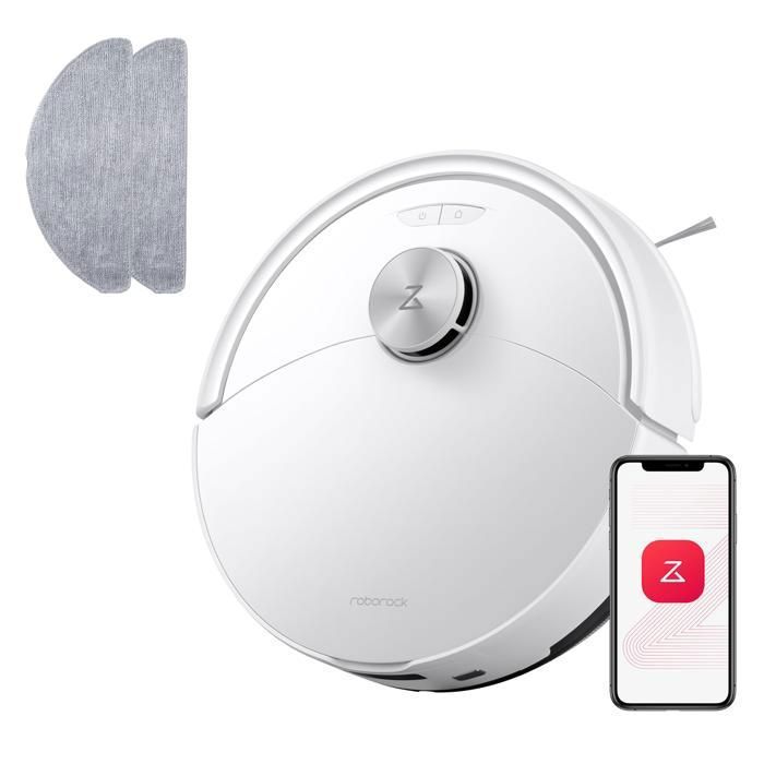 Roborock Q10 S5 Set Aspirateur Robot 10000 Pa Aspiration, Anti-emmêlement,Levage des Serpillères de 8 mm, Évitement(Q10 S5 Blanc)
