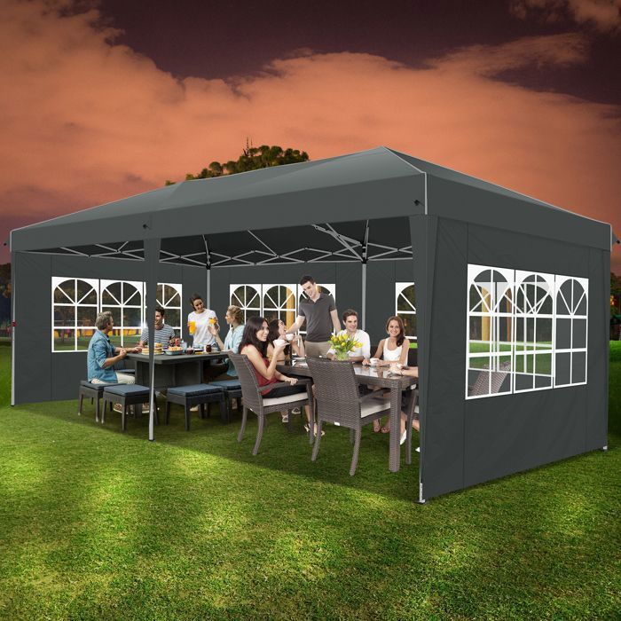 Barnum Pliant 3x6, Imperméable Tonnelle de Jardin Exterieur avec 6 Parois LatéRales, Gris(Gris)