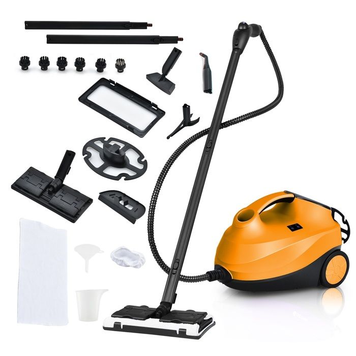 Nettoyeur Vapeur Polyvalent 2000W COSTWAY Punaises de Lit-Réservoir 1,5L,19 Accessoires 4,0 Bar-Voyant LED-108℃-Acariens Oragne(Orange/Capacité : 1 L/Puissance : 1500 W)