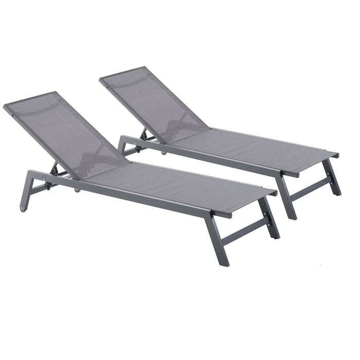 PRATO - Lot de 2 bains de soleil gris en aluminium(Gris)