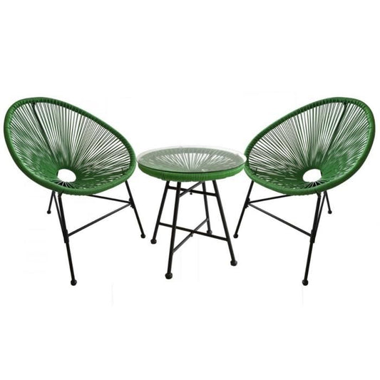ACAPULCO - Ensemble de 2 fauteuils et table basse vert(Vert)