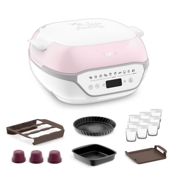 Tefal Cake Factory Infinity, Appareil à gâteau tout-en-un, 9 Programmes auto, 1 mode manuel, pour 9 personnes, KD850110(Infinity / 9 Programmes / 5 accessoires/1 Grand moule + 6 moules Muffin + 6 moules Mini-Ca)