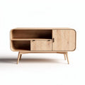 Buffet en bois avec portes à lamelles coloris beige dimensions 120 x 40 x 60cm
