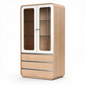Armoire en bois avec portes en verre et trois tiroirs 80 x 40 x 180cm