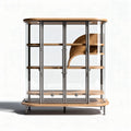 Vitrine en verre et bois naturel pour rangement moderne 80 x 40 x 120cm