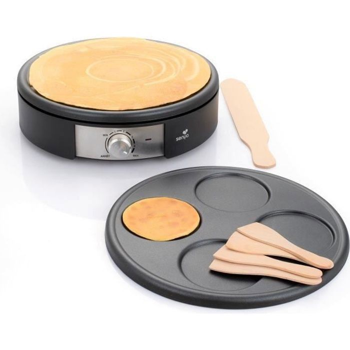 SENYA Crêpière électrique 1500 W - 2 plaques interchangeables - Crêpe Time(4 personnes)
