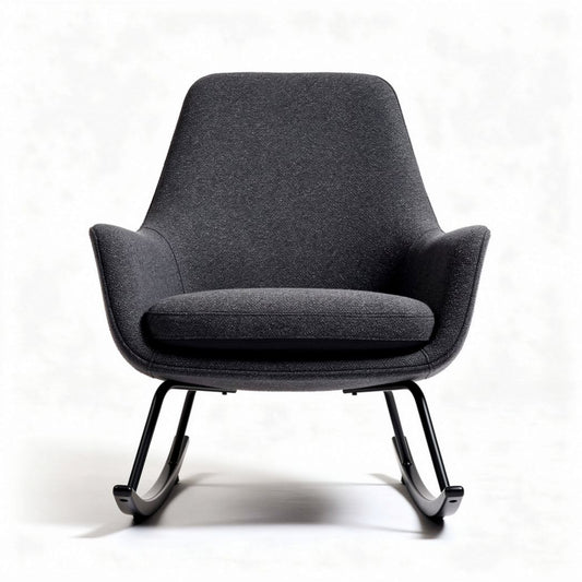 Fauteuil à bascule en tissu gris avec structure en métal 70 x 70 x 80cm