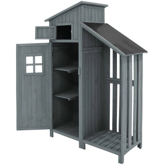Abri de jardin - remise pour outils -124x46x174cm - Toit Imperméable et durable - Bois de qualité - gris(Bleu)