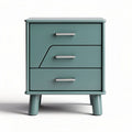 Table de nuit en bois turquoise avec trois tiroirs dimensions 40 x 35 x 45cm
