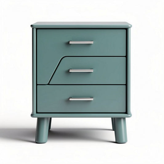 Table de nuit en bois turquoise avec trois tiroirs dimensions 40 x 35 x 45cm