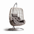 Chaise suspendue en rotin tressé avec coussins gris 100 x 80 x 120cm