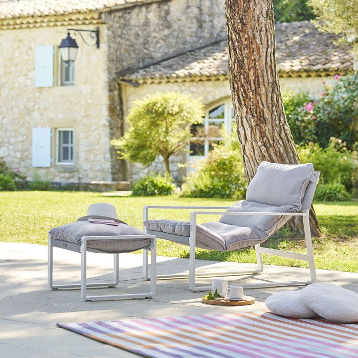 Fauteuil relax de jardin Lambinio blanc en aluminium en acier traité en epoxy - Hespéride(Blanc)