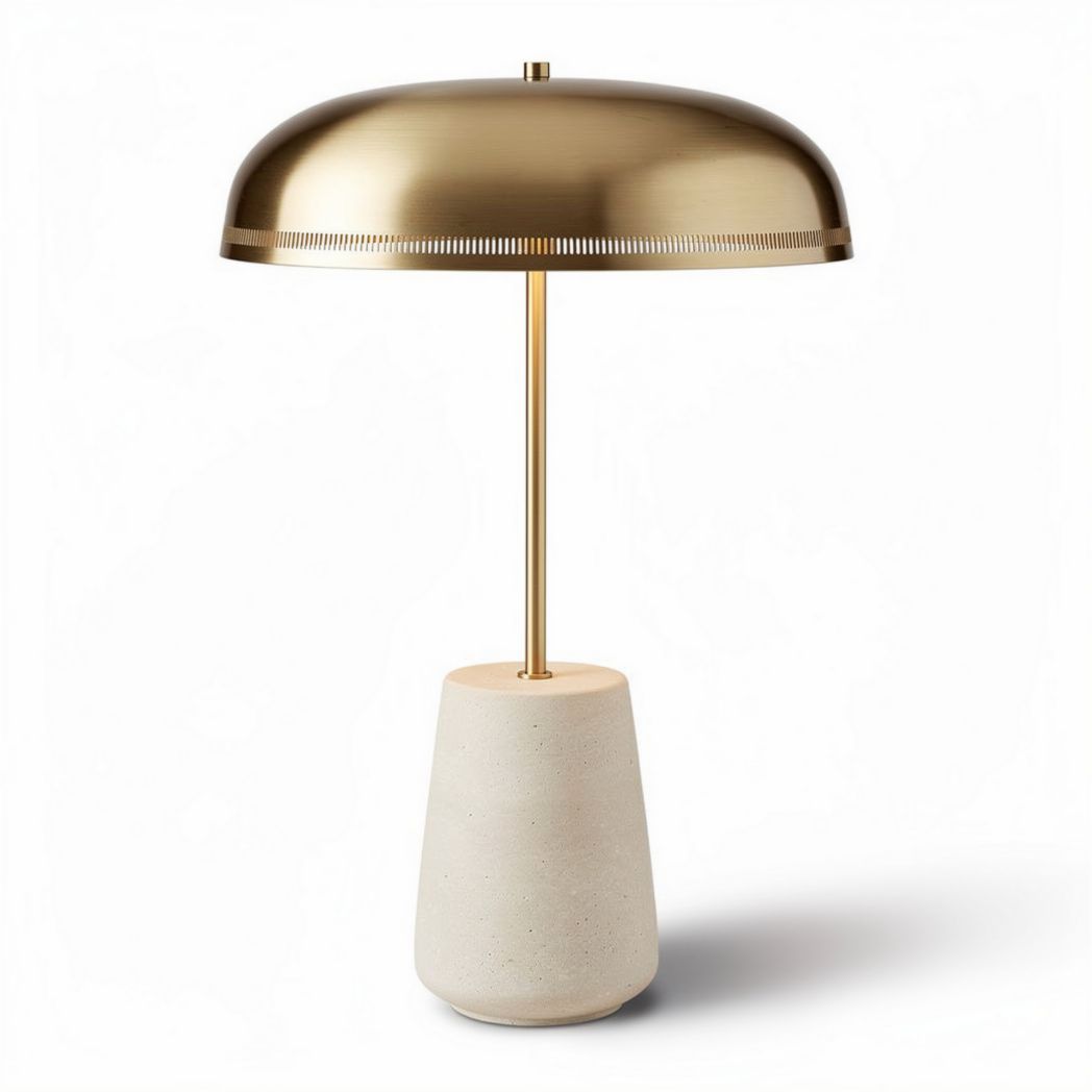 Lampe de table en métal doré et base en béton 20 x 20 x 40cm