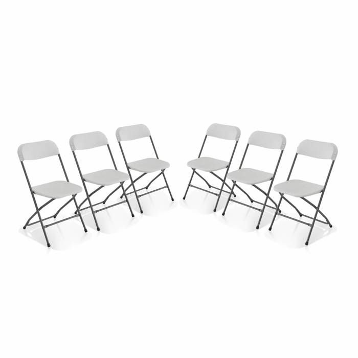 Chaises de réception pliantes – Fiesta – 6 chaises d'appoint en plastique et métal(Blanc)