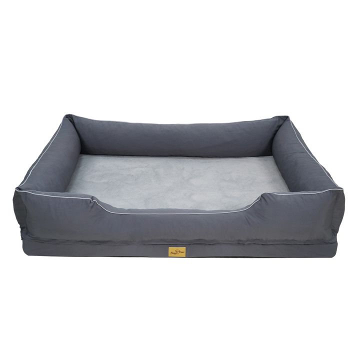 Panier Chien Orthopédique - BingoPaw - Coussin Déhoussable pour Chiens, Mémoire de Forme, Anti-dérapant - Gris 127x94x24cm(Gris/2XL)