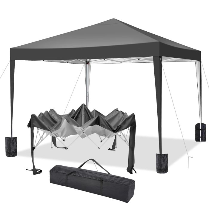 Tonnelle de Jardin Pliante 3x3m, Tente de Réception étanche et Protection UV, Chapiteau/Pavillon 3 Hauteur réglable-Noir(Blanc)