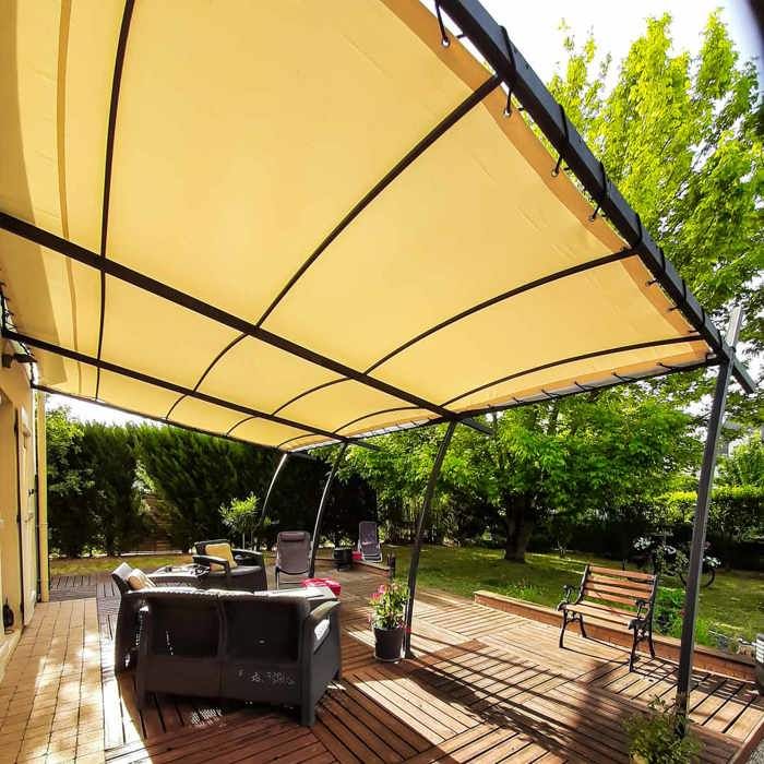 TECPLAST Toile Pergola Ivoire 2x3,5 m XP640PR - Garantie 10 ans - Bâche Pergola ou Tonnelle étanche en PVC - Made in France(Blanc/2 x 2 m)