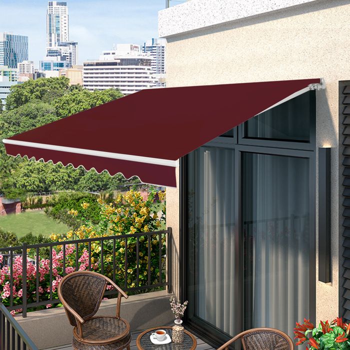 COSTWAY Store Banne de Balcon Rétractable 4 X 2,5M - Tissu Résistant aux UV et à l'Eau,Cadre en Aluminium Angle Réglable 5-35°Rouge(Beige/3 X 2)