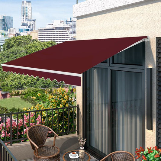 COSTWAY Store Banne de Balcon Rétractable 4 X 2,5M - Tissu Résistant aux UV et à l'Eau,Cadre en Aluminium Angle Réglable 5-35°Rouge(Beige/3 X 2)