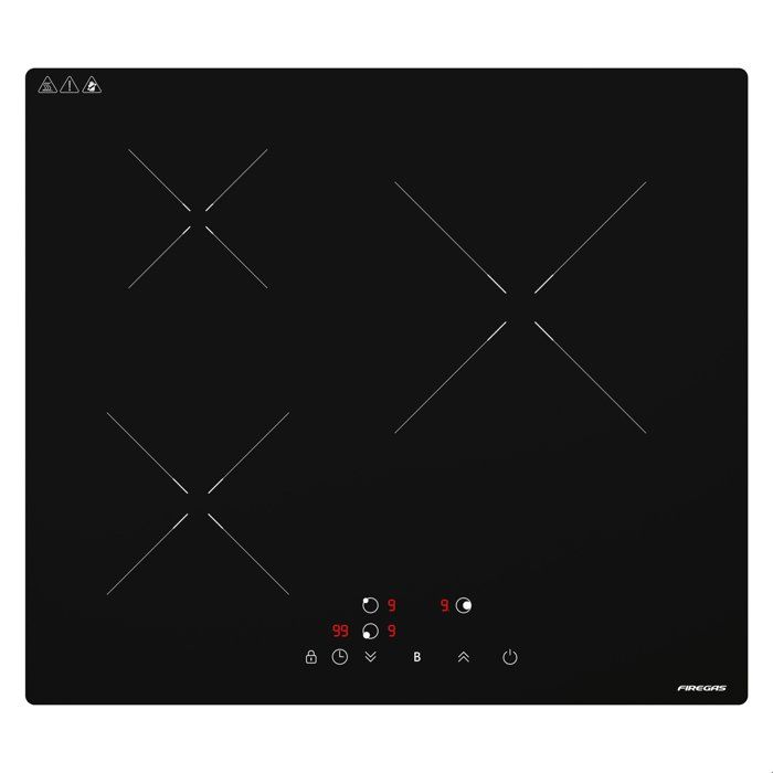Plaque Induction FIREGAS 60 cm – 3 Foyers, 7400 W, Chauffage Rapide, Design Moderne, Haute Performance(3 foyers/Puissance : 3700W/520 x 290 x 53)