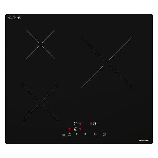 Plaque Induction FIREGAS 60 cm – 3 Foyers, 7400 W, Chauffage Rapide, Design Moderne, Haute Performance(3 foyers/Puissance : 3700W/520 x 290 x 53)
