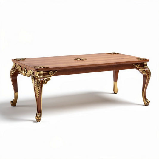 Table basse en bois avec finitions dorées 150 x 80 x 75cm pour salon