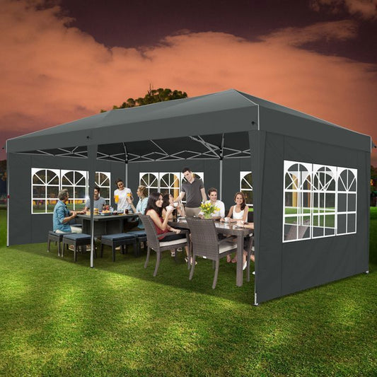 Barnum Pliant 3x6, Imperméable Tonnelle de Jardin Exterieur avec 6 Parois LatéRales, Gris(Gris)