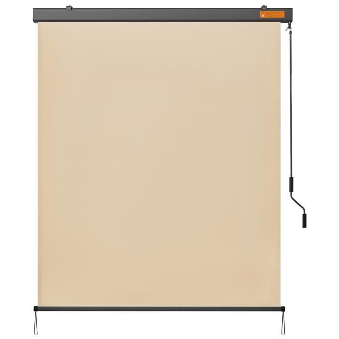 Yaheetech Store Enrouleur 250 × 154,5 cm Jour Nuit Store Occultant Rétractable avec Manivelle Jardin Café Beige(Beige)
