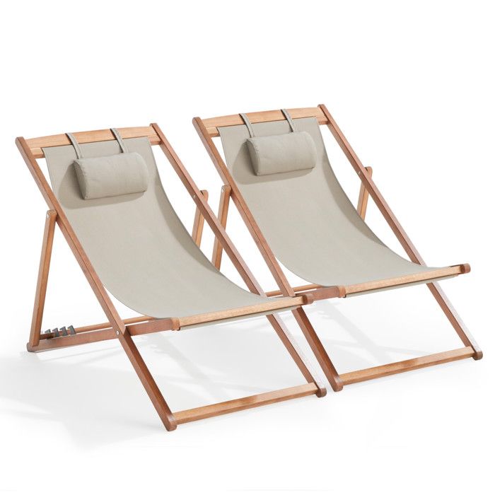 Lot de 2 chiliennes eucalyptus taupe Socoa - Oviala(Taupe)