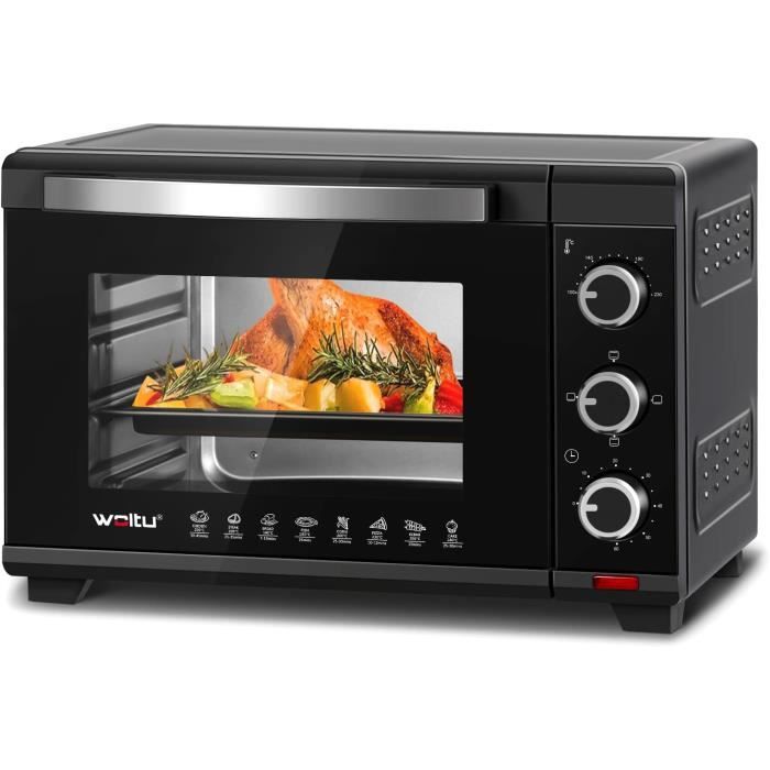 Four à Pizza WOLTU - 28L - 1600W - 100-230°C - Minuterie 0-60 min - Noir(Noir)