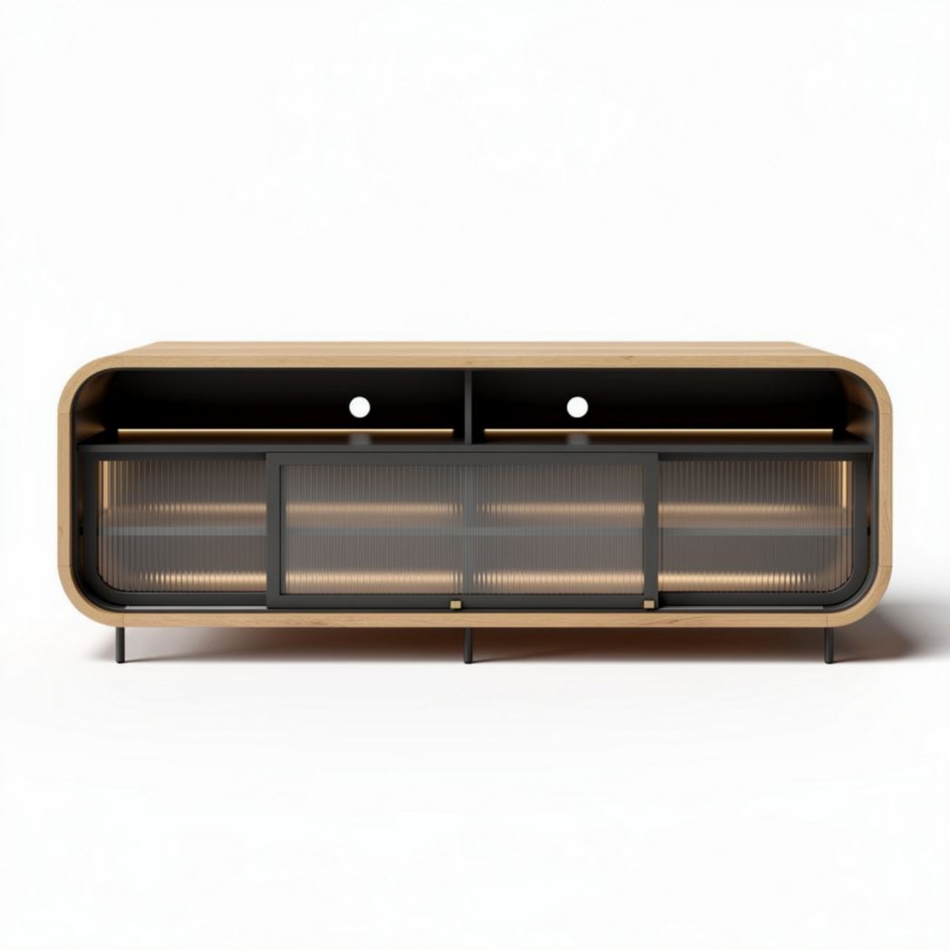 Meuble tv en bois avec verre dépoli dimensions 120 x 40 x 50cm