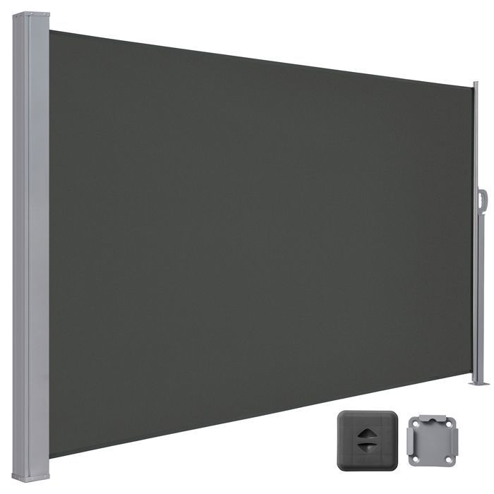 Store Latéral 160 x 400 cm, Brise-Vue Rétractable, Auvent extérieur, Résistant aux Intempéries, pour Jardin, Terrasse,Gris foncé(Gris foncé/160 x 400 cm)