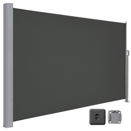 Store Latéral 160 x 400 cm, Brise-Vue Rétractable, Auvent extérieur, Résistant aux Intempéries, pour Jardin, Terrasse,Gris foncé(Gris foncé/160 x 400 cm)