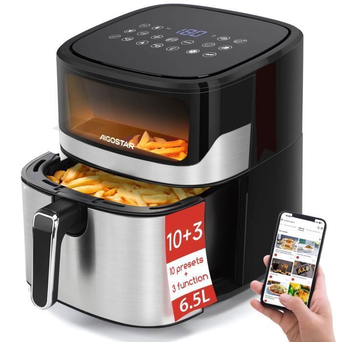 Aigostar Friteuse sans huile 1600W 6.5L,fentre visible,10 menus prdfinis,13 programmes,prchauffage intelligent,bricolage -Ballon(6)