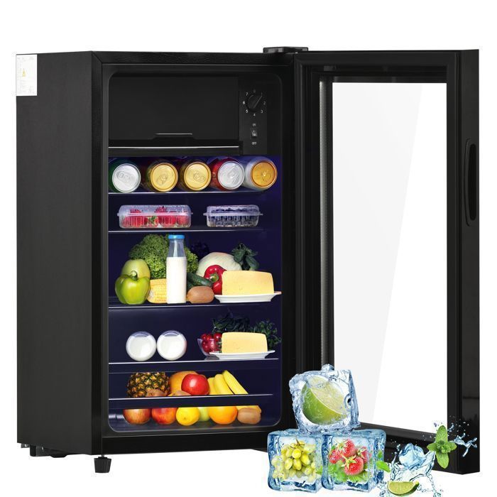 Mini réfrigérateur - Memkey - 76 L - 43,5 x 40 x 71,6 cm - Noir - LED, 6 L congélateur(76L)