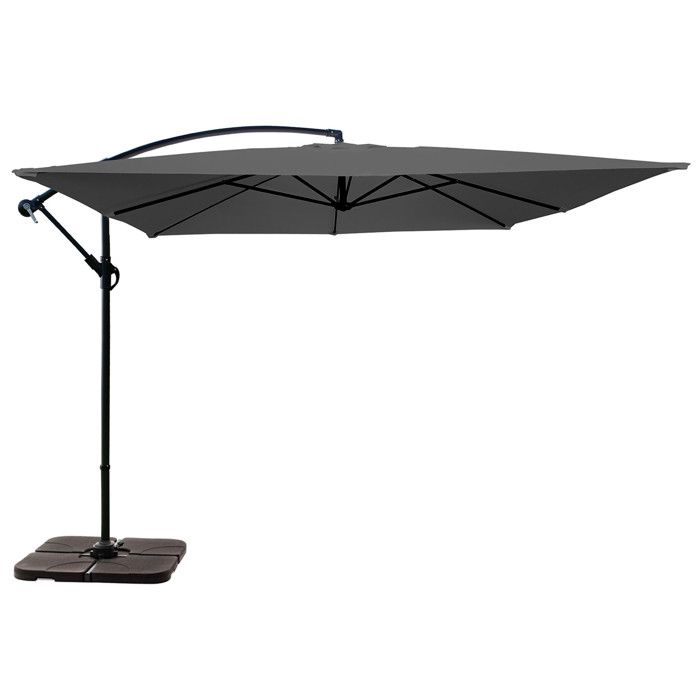 Parasol déporté 3x3m et 4 dalles à remplir acier gris Genova - Oviala(Ecru)
