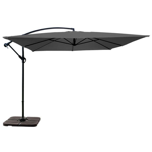 Parasol déporté 3x3m et 4 dalles à remplir acier gris Genova - Oviala(Ecru)