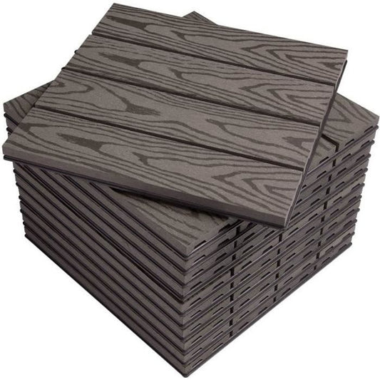 WOLTU Carrelage de sol Dalle WPC 30x30cm,pour jardin terrasse en composite bois-plastique,Café(22 pièces-2 m²)GTF002hco-2(Brun/11 pièces)