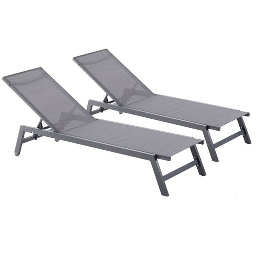 PRATO - Lot de 2 bains de soleil gris en aluminium(Gris)