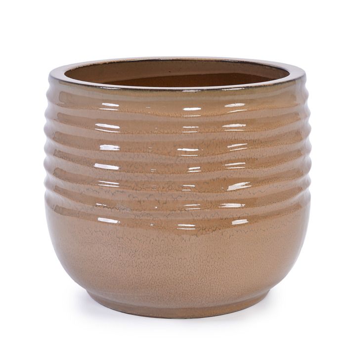 Pots de Fleur en Céramique - 34,6x31 cm - Grand Bac à Fleurs avec Trou de Drainage - Vase Design - Marron Clair(20 x 17 cm)