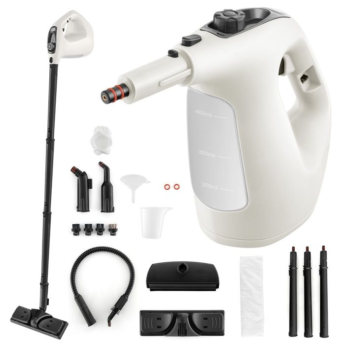 Nettoyeur Vapeur à Main 1500W Punaises de Lit COSTWAY-Réservoir 400 ml-2 Bar-14 Accessoires-125 ℃-Verrou de Sécurité Enfants-Gris(Gris/Capacité : 1 L/Puissance : 1500 W)