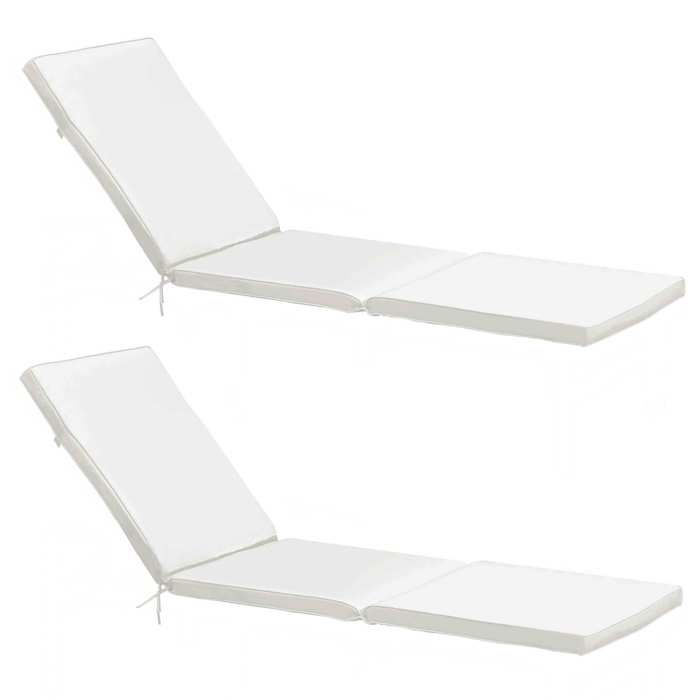 Lot de 2 coussins bain de soleil polyester écru 186 x 53 x 5 cm Picchu - Oviala(Ecru)