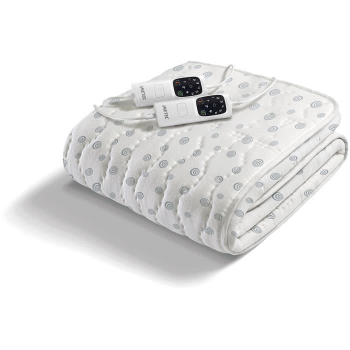 Surmatelas Chauffant - Imetec - 2 Places Adapto, 150x160 cm - 6 Températures Chauffage Rapide - 100% Coton - Température Constante(Surmatelas/16628B)