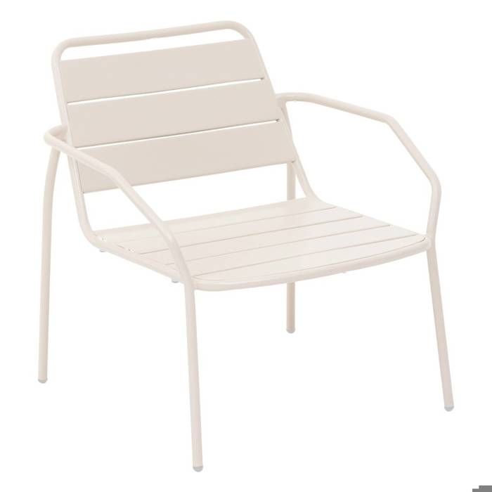 Fauteuil de salon de jardin Phuket argile en acier traité en epoxy - Hespéride(Beige)