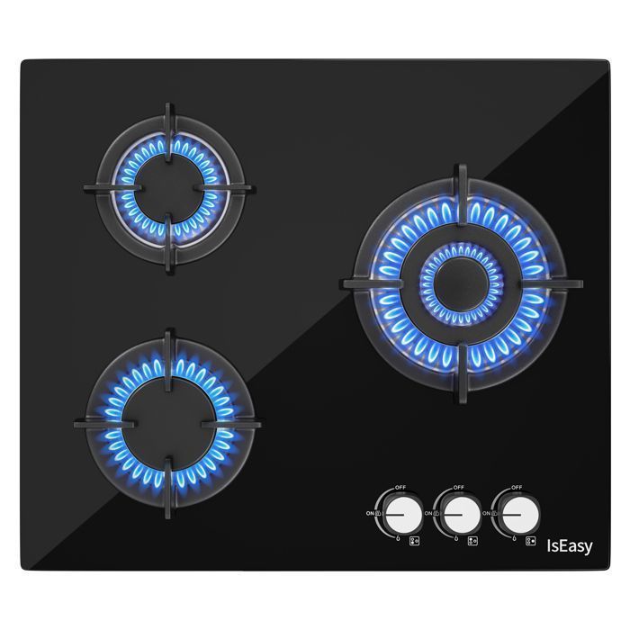 Plaque gaz ISEASY 3 feux encastrable 60x52 cm(3 Brûleurs Régulier)